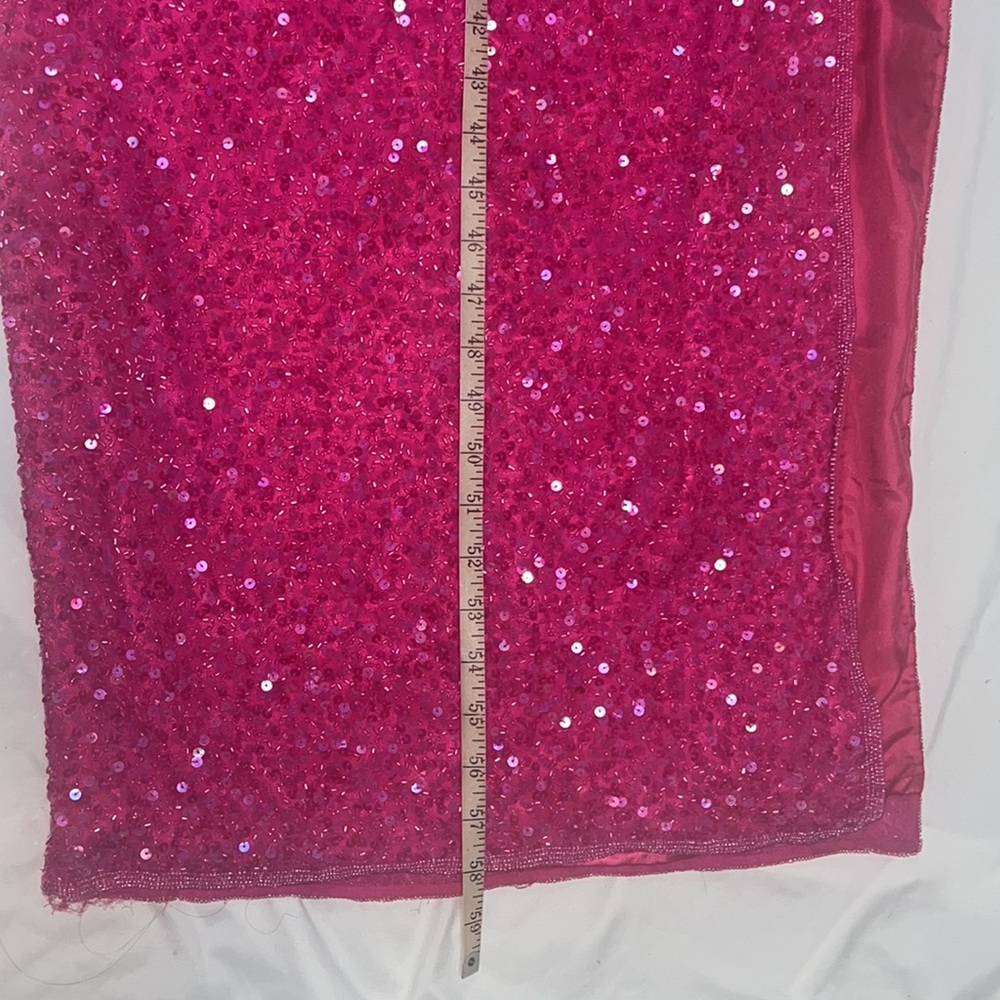 SCALA Vintage 1980’s Hot Pink Silk Sequin Beaded Backless Gown, size small - Picture 10 of 13